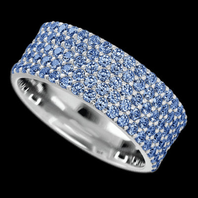 14K White Gold band with 93 Round Denim Sapphire having TCW-1.4
