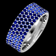 14K White Gold band with 93 Round Sapphire having TCW-1.4