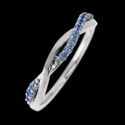 14K White Gold band with 13 Round Denim Sapphire having TCW-.2