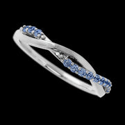14K White Gold band with 13 Round Denim Sapphire having TCW-.2