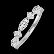 14K White Gold band with alternating 7 Round Lab Grown Diamond, 6 Round Lab Grown Diamond and 4 Princess Lab Grown Diamond having TCW-.51