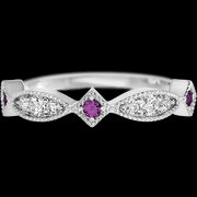 14K White Gold band with alternating 3 Round Purple Diamond, 2 Round Lab Grown Diamond and 4 Round Lab Grown Diamond having TCW-.27