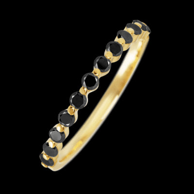 14K Yellow Gold band with 12 Round Black Diamond having TCW-.36