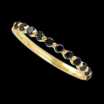 14K Yellow Gold band with 12 Round Black Diamond having TCW-.36