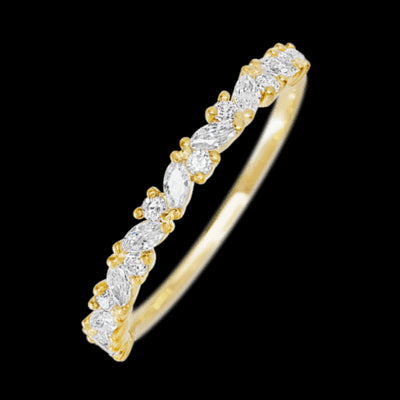 14K Yellow Gold band with 9 Round and 8 Marquise Lab Grown Diamond having TCW-.38