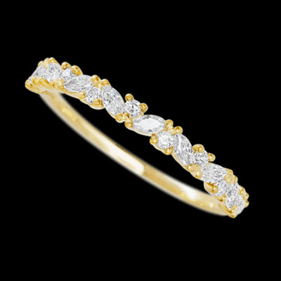 14K Yellow Gold band with 9 Round and 8 Marquise Lab Grown Diamond having TCW-.38