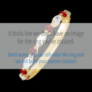 14K Yellow Gold band with alternating 4 Round Dark Ruby and 5 Marquise Lab Grown Diamond having TCW-.47