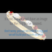 14K Yellow Gold band with alternating 4 Round Dark Ruby and 5 Marquise Lab Grown Diamond having TCW-.47