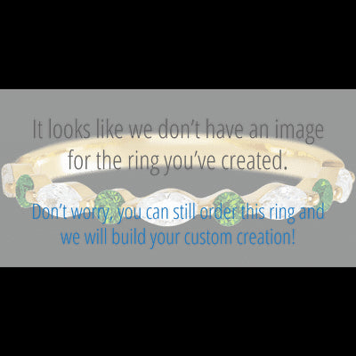 14K Yellow Gold band with alternating 4 Round Green Diamond and 5 Marquise Lab Grown Diamond having TCW-.47