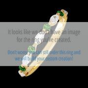 14K Yellow Gold band with alternating 4 Round Green Diamond and 5 Marquise Lab Grown Diamond having TCW-.47