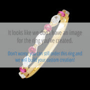 14K Yellow Gold band with alternating 4 Round Ruby and 5 Marquise Lab Grown Diamond having TCW-.47