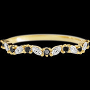 14K Yellow Gold band with alternating 8 Round Black Diamond and 7 Marquise Lab Grown Diamond having TCW-.33