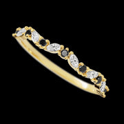 14K Yellow Gold band with alternating 8 Round Black Diamond and 7 Marquise Lab Grown Diamond having TCW-.33