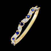 14K Yellow Gold band with alternating 8 Round Sapphire and 7 Marquise Lab Grown Diamond having TCW-.33