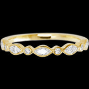 14K Yellow Gold band with 4 Round and 5 Marquise Lab Grown Diamond having TCW-.56