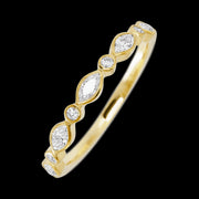 14K Yellow Gold band with 4 Round and 5 Marquise Lab Grown Diamond having TCW-.56