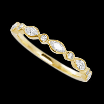 14K Yellow Gold band with 4 Round and 5 Marquise Lab Grown Diamond having TCW-.56