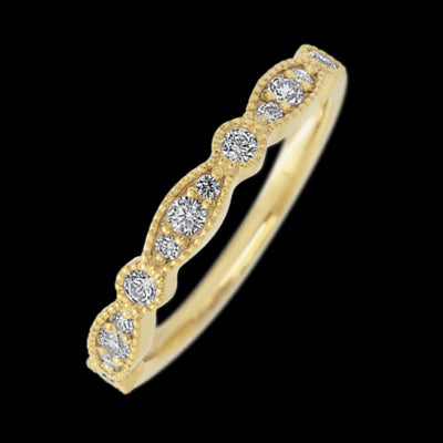 14K Yellow Gold band with alternating 7 Round Lab Grown Diamond and 6 Round Lab Grown Diamond having TCW-.27