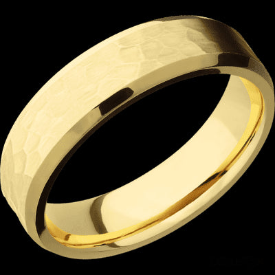 6 mm wide Beveled 14K Yellow Gold band.