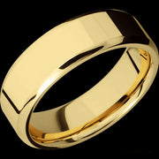 7 mm wide Beveled 14K Yellow Gold band.