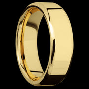 7 mm wide Beveled 14K Yellow Gold band.