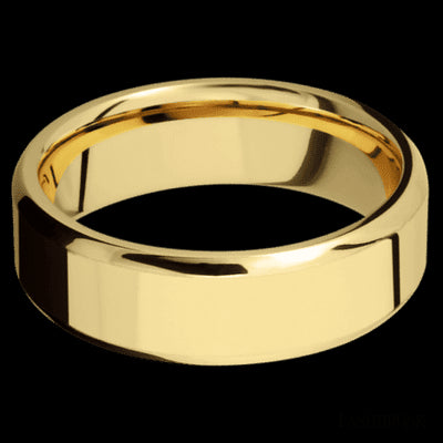 7 mm wide Beveled 14K Yellow Gold band.