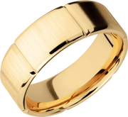 14K Yellow gold 8mm beveled band with six segmented sections