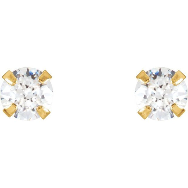 Round 4-Prong Youth Stud Earrings