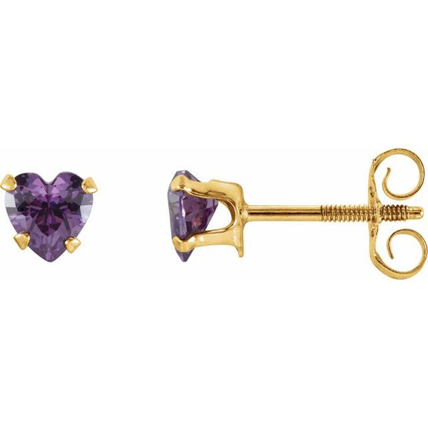 Heart Snap-In Youth Stud Earrings