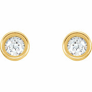 Round Bezel-Set Youth Stud Earrings