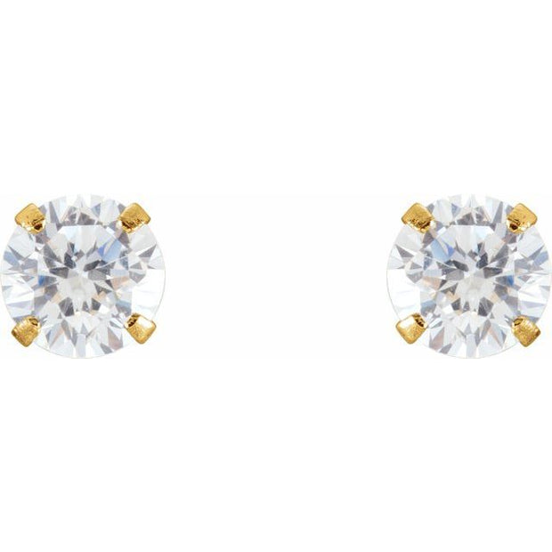 Round 4-Prong Youth Stud Earrings