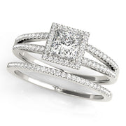 0.75 CT Square Diamond Halo Engagement Ring