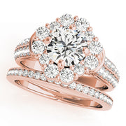 18K Rose Gold 2 CT Diamond Halo Engagement Ring
