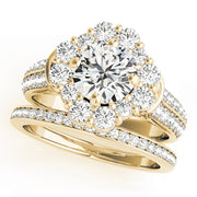 18K Yellow Gold 2 CT Diamond Halo Engagement Ring