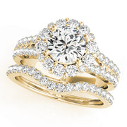 14K Yellow Gold 1 ct Diamond Halo Engagement Ring
