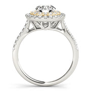 14K Yellow Gold Round Diamond Halo Engagement Ring