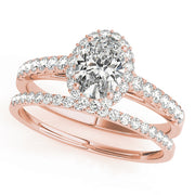 18K Rose Gold Diamond Oval Halo Engagement Ring