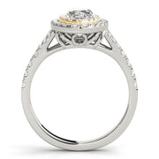 14K Yellow Gold Marquise Diamond Halo Ring