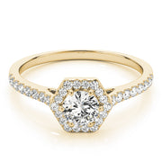 18K Yellow Gold Round Diamond Halo Engagement Ring