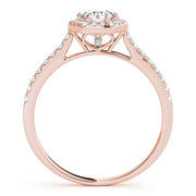 14K Rose Gold Round Diamond Halo Engagement Ring
