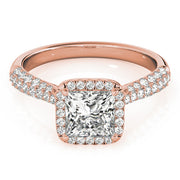 Rose Gold Diamond Halo Engagement Ring | 5/8 ct tw