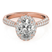 Rose Gold 0.5 CT Diamond Oval Halo Engagement Ring