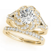 14K Yellow Gold 1 CT Diamond Halo Engagement Ring