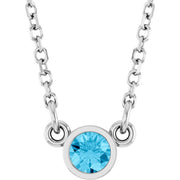 Bezel-Set Solitaire Birthstone Necklace