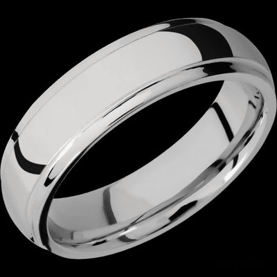 6 mm wide Domed Stepped Down Edges Titanium band.