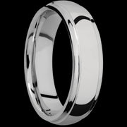 6 mm wide Domed Stepped Down Edges Titanium band.