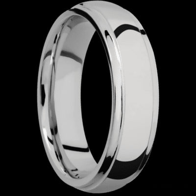 6 mm wide Domed Stepped Down Edges Titanium band.