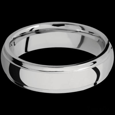 6 mm wide Domed Stepped Down Edges Titanium band.