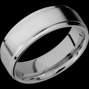7 mm wide Flat Grooved Edges Titanium band.