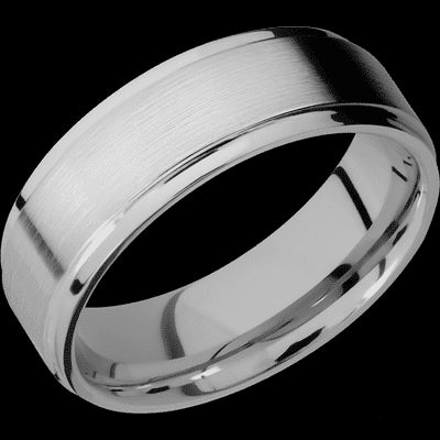 7 mm wide Flat Grooved Edges Titanium band.